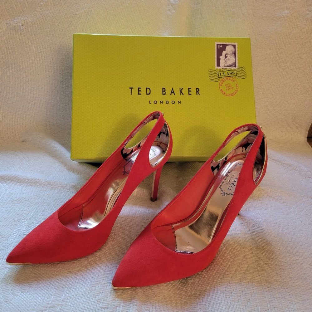 Ted Baker Red Orange Suede Heels
